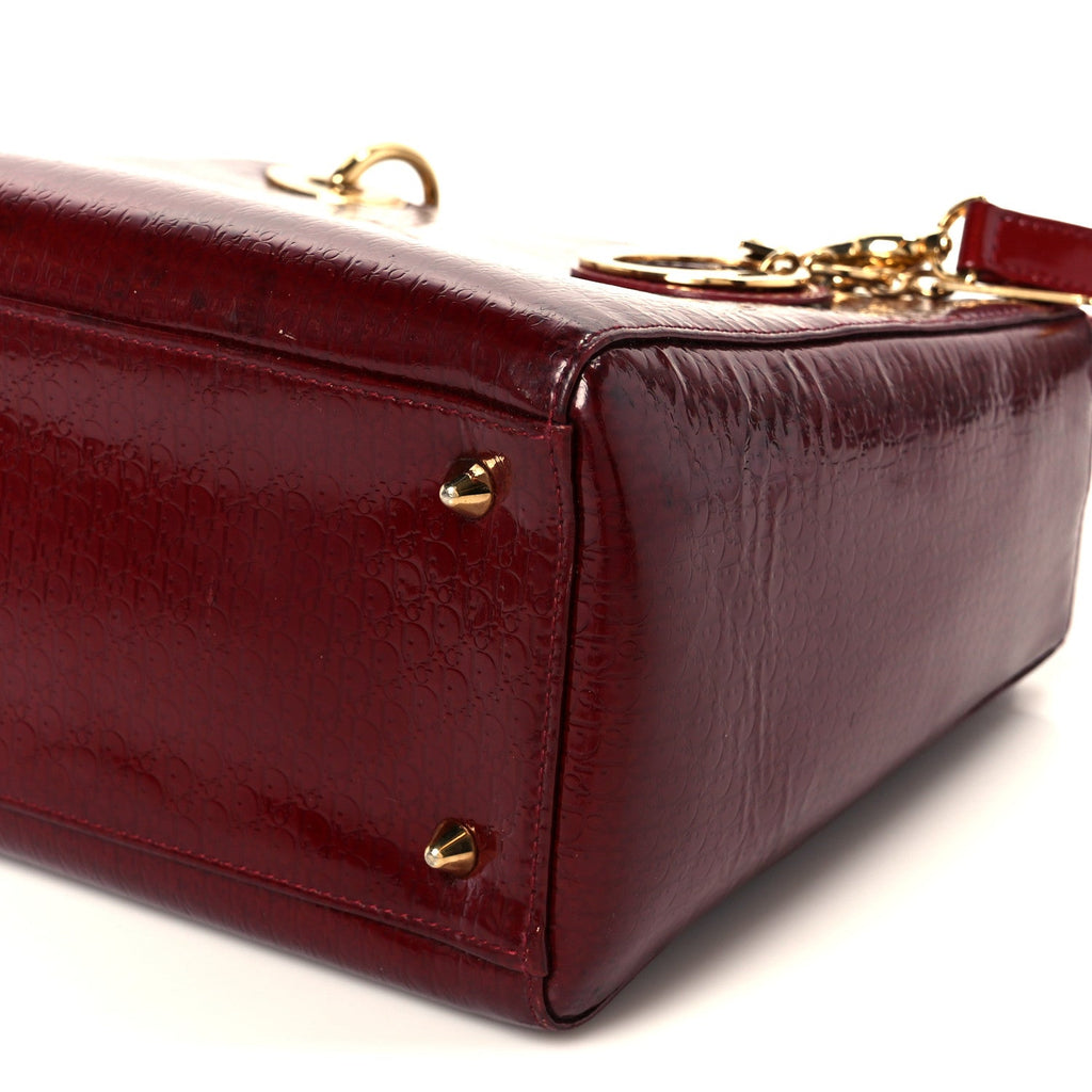 Christian Dior Patent Diorissimo Medium Lady Dior Burgundy Red