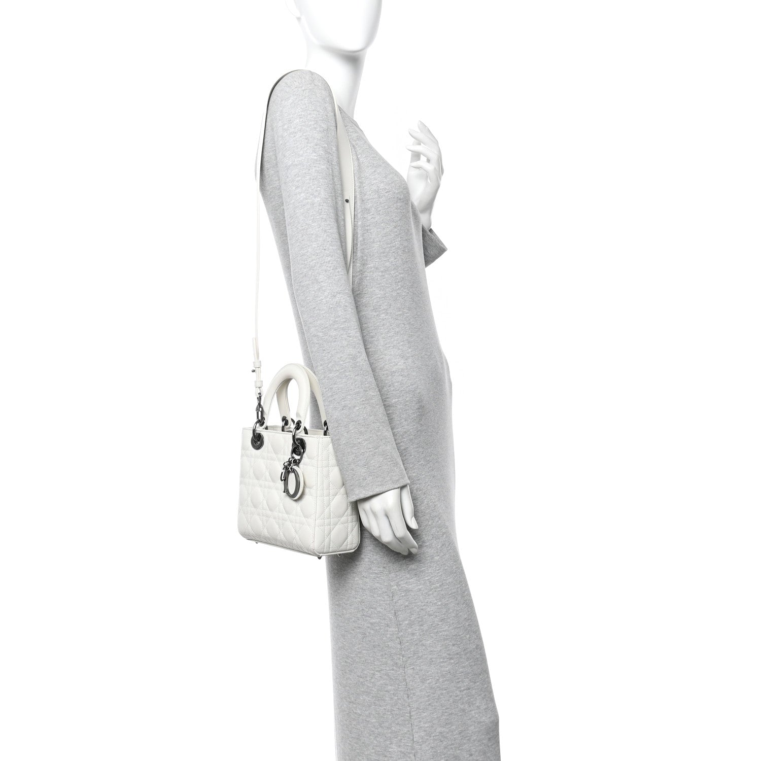 Christian Dior Lambskin Cannage Small My ABCDior Lady Dior White