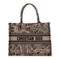 Christian Dior Canvas Embroidered Medium Plan De Paris Book Tote Beige Multi