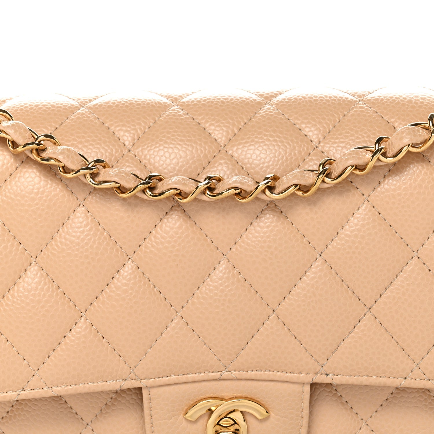 Chanel Caviar Quilted Medium Double Flap Beige
