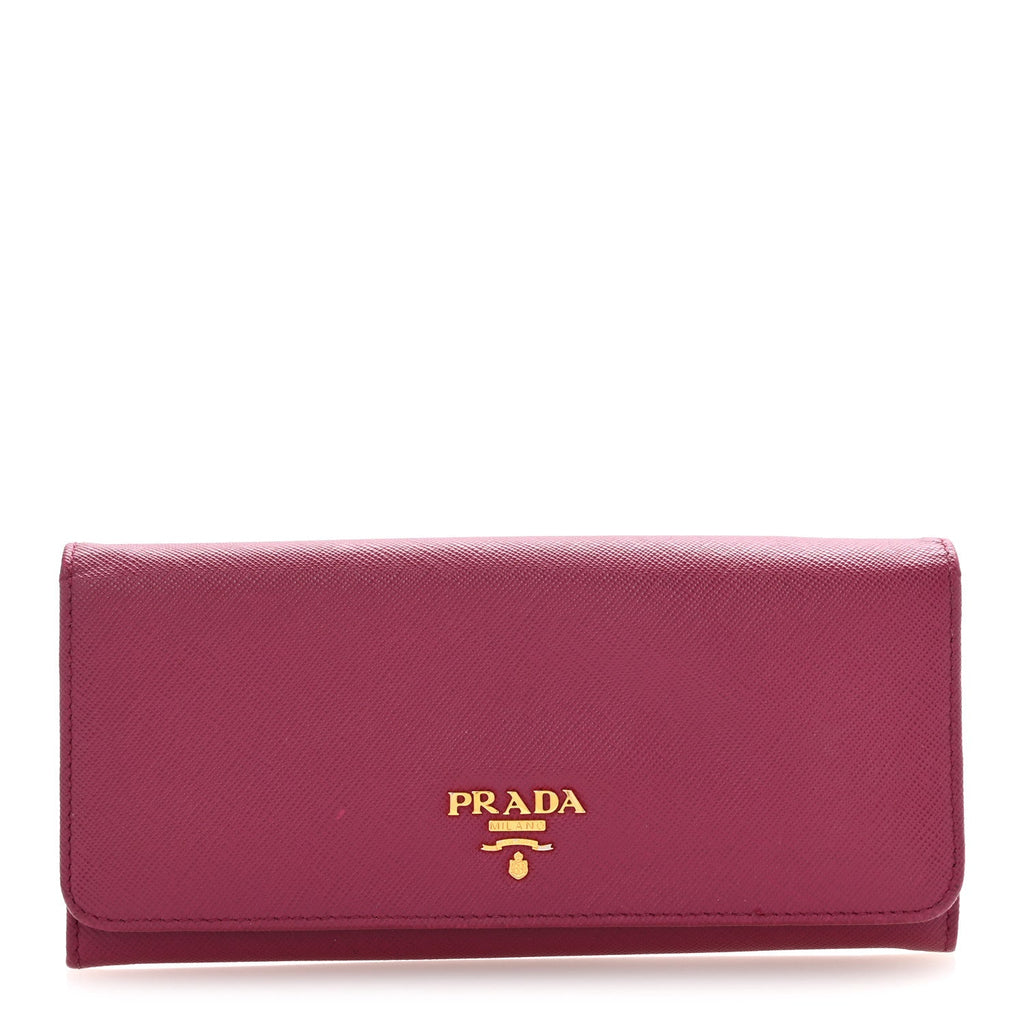 Prada Saffiano Metal Continental Flap Travel Wallet Ametista