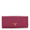 Prada Saffiano Metal Continental Flap Travel Wallet Ametista