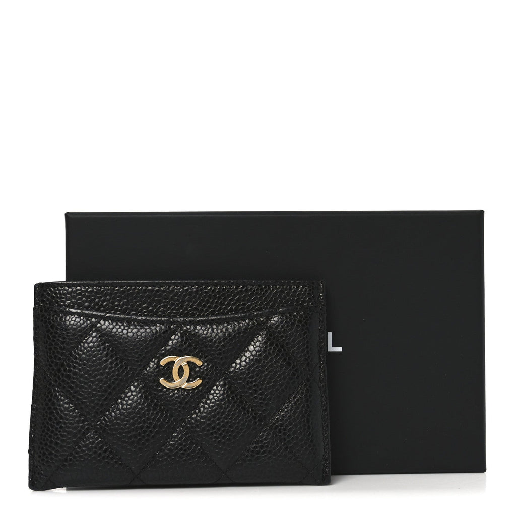 Caviar Quilted Card Holder Black