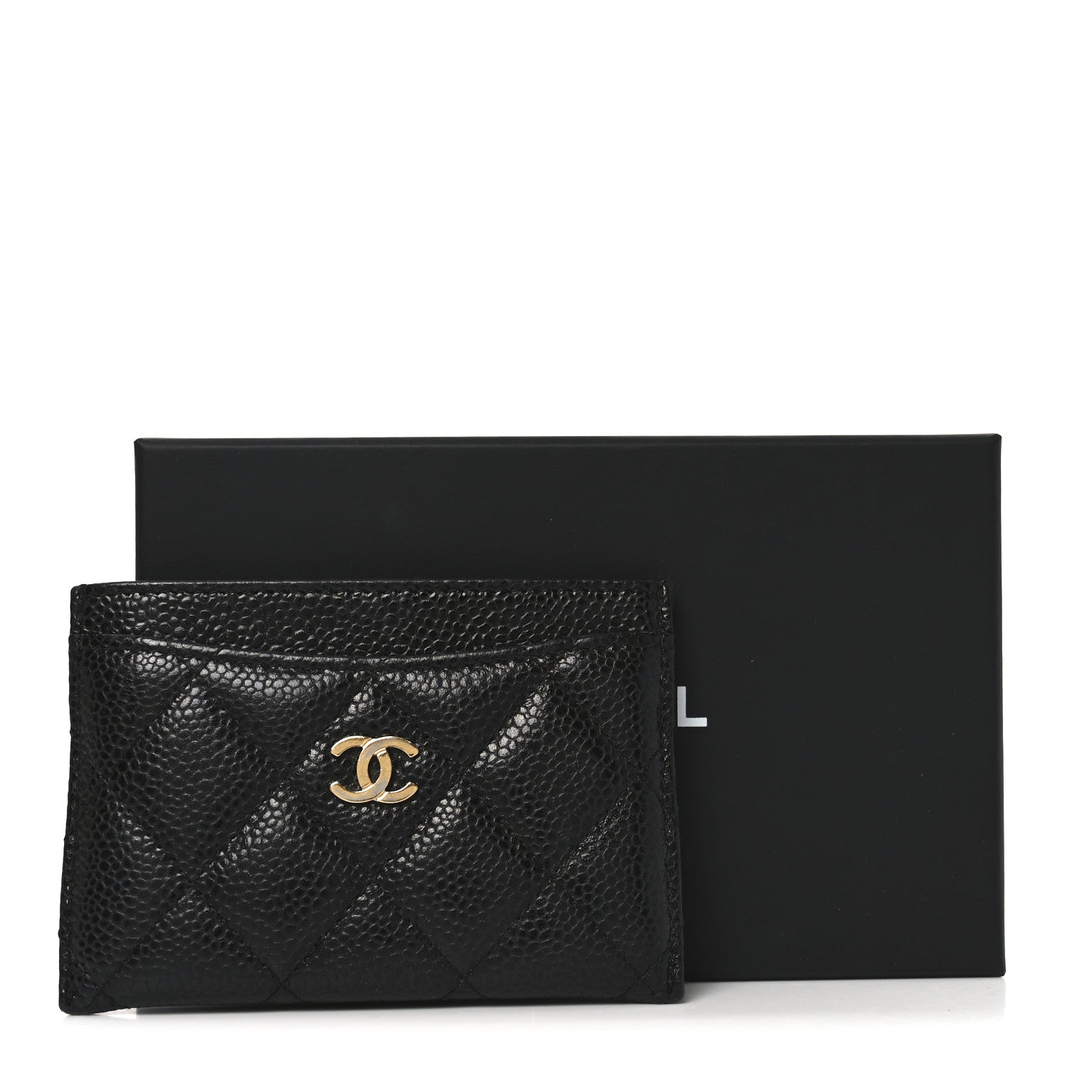 Caviar Quilted Card Holder Black