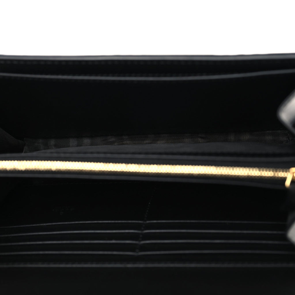 Gucci Calfskin GG Debossed Chain Wallet Black