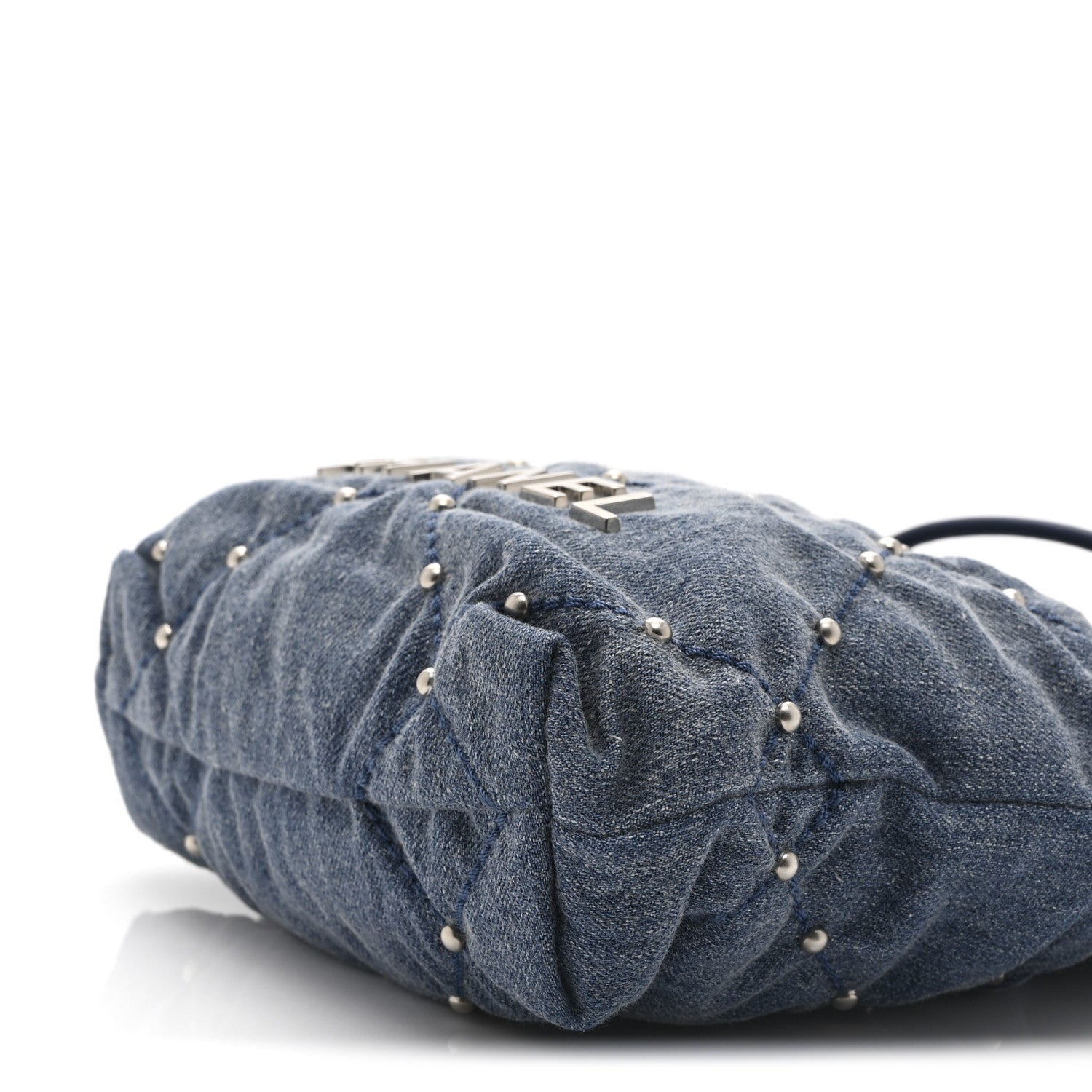 Chanel Washed Denim Quilted Studded Mini Chanel 22 Blue