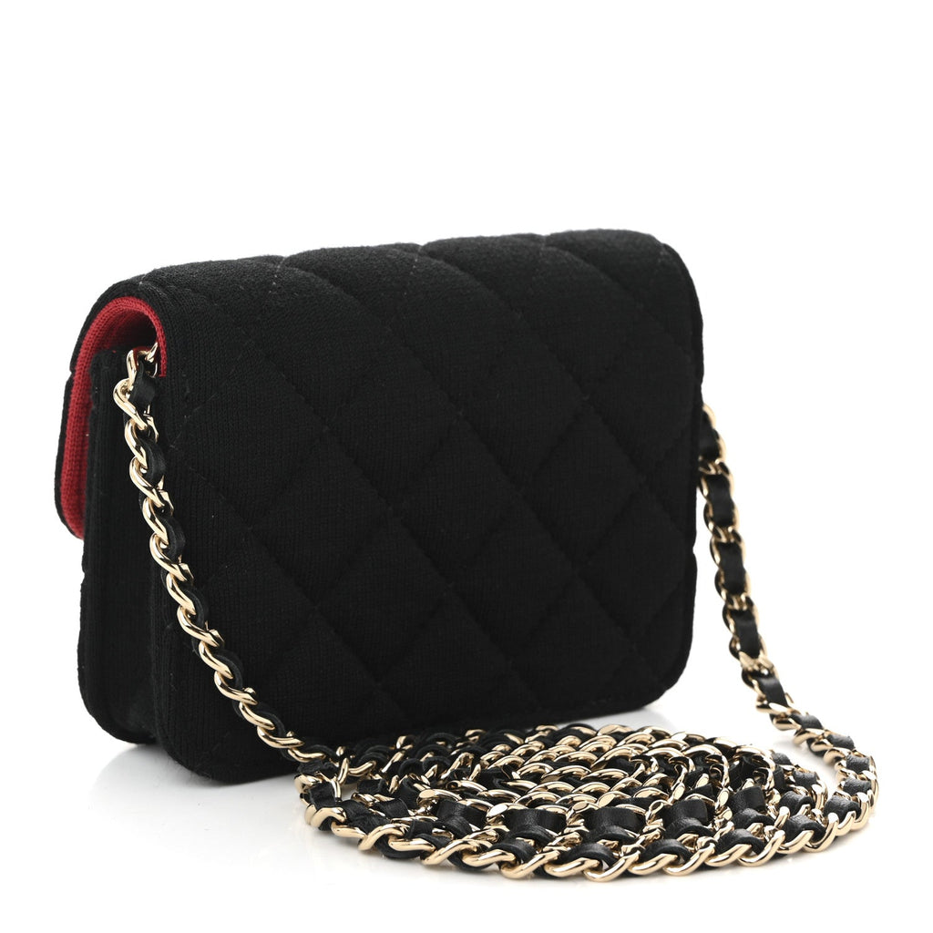 Chanel Jersey Quilted Micro Mini Flap Black