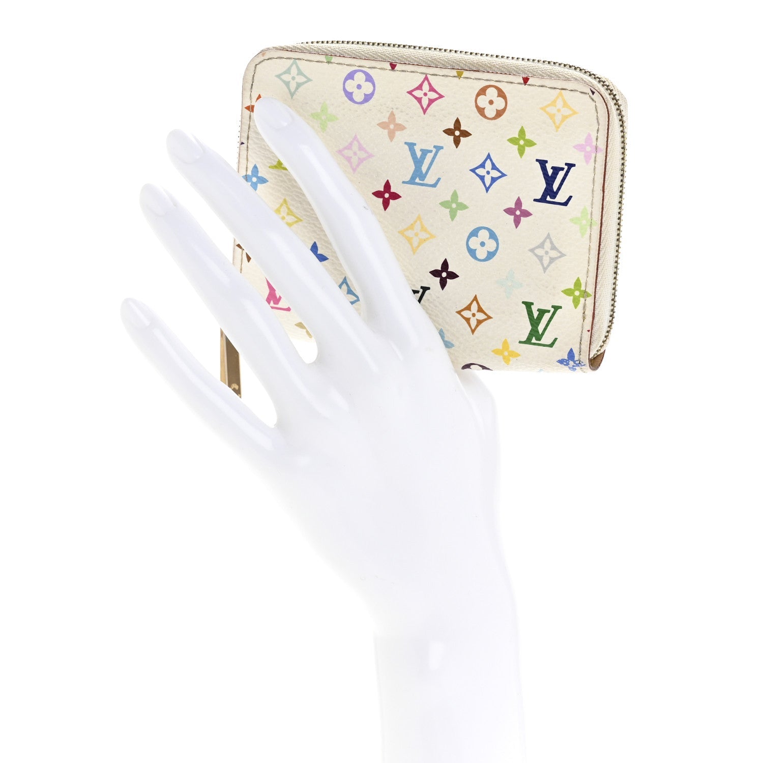 Louis Vuitton Monogram Multicolor Zippy Coin Purse Wallet White