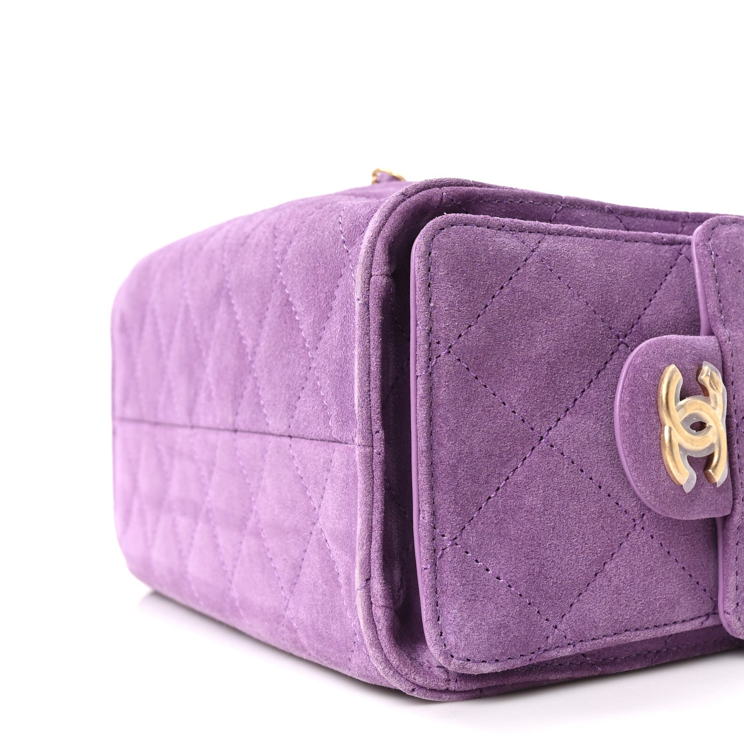 Chanel Suede Quilted Mini Chanel 25 Handbag Purple