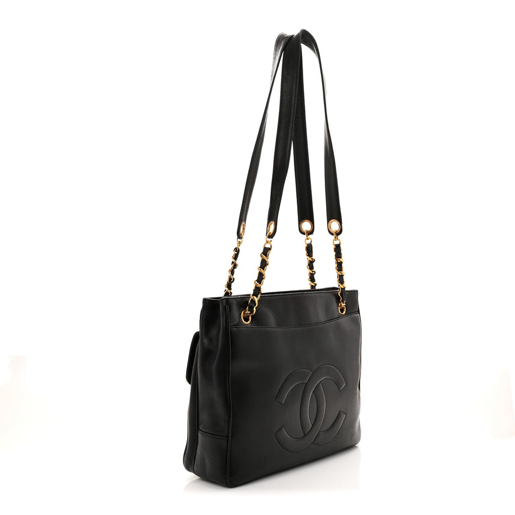 Chanel Lambskin CC Flap Shopping Tote Black