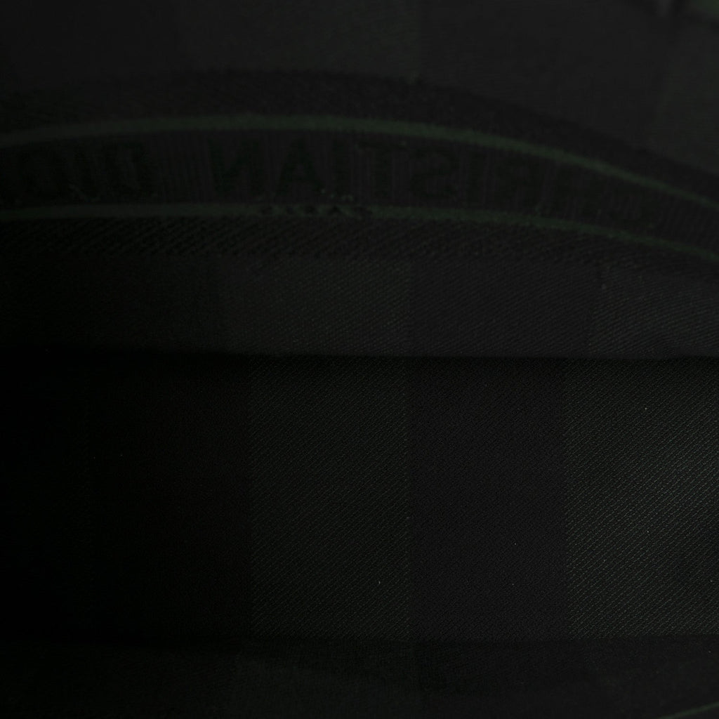 Christian Dior Canvas Embroidered Checkered Book Tote Black Green