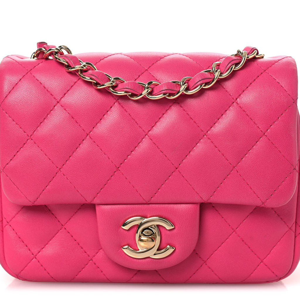 Chanel Lambskin Quilted Mini Square Flap Pink