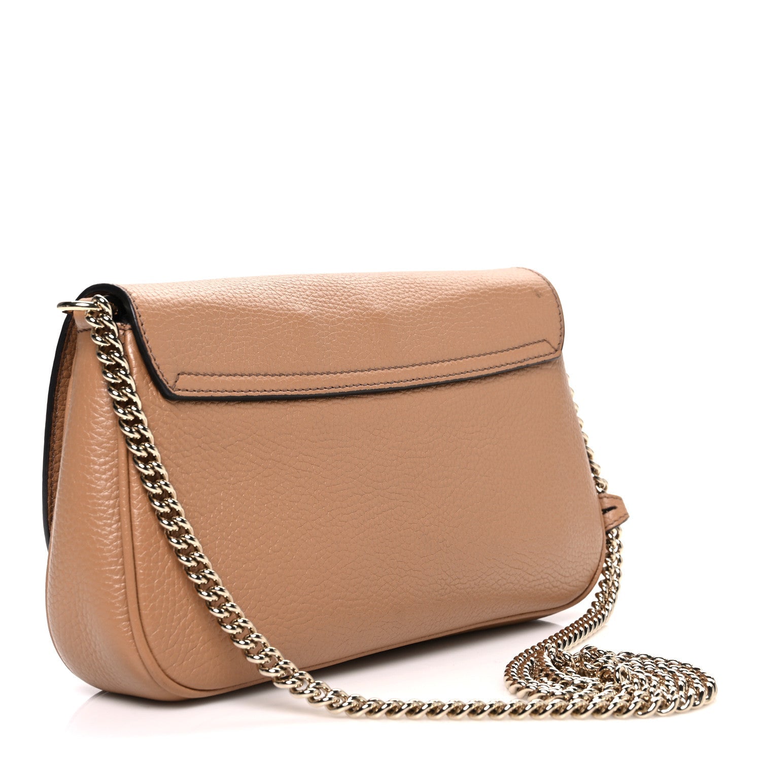 Gucci Pebbled Calfskin Medium Soho Flap Crossbody Camelia