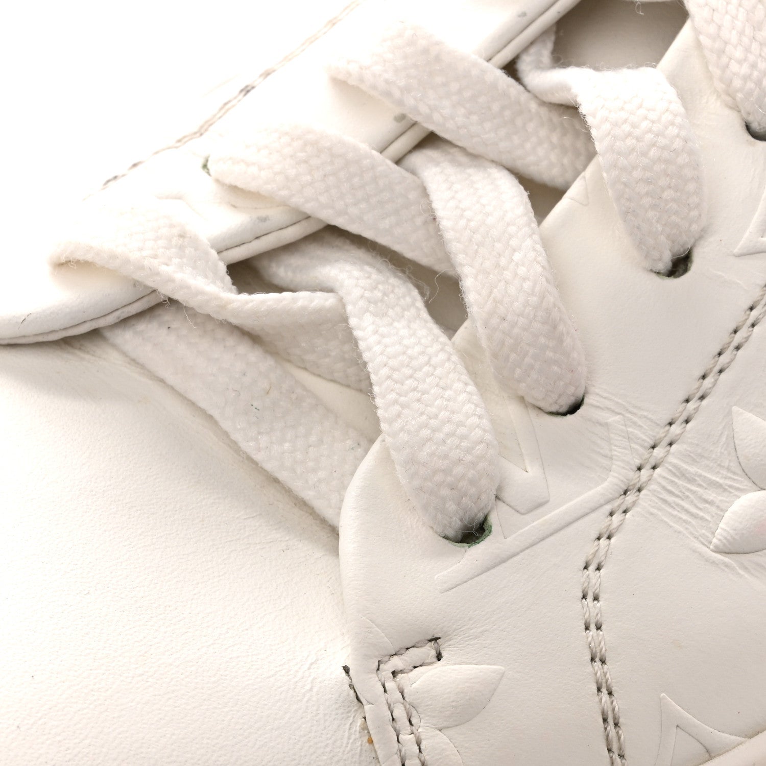 Louis Vuitton Lambskin Embossed Monogram Time Out Sneakers 35  White