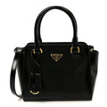 Prada Brushed Calfskin Mini Zippered Crossbody Tote Black