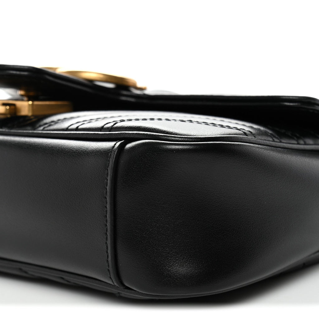 Gucci Calfskin Matelasse Mini GG Marmont Shoulder Bag Black