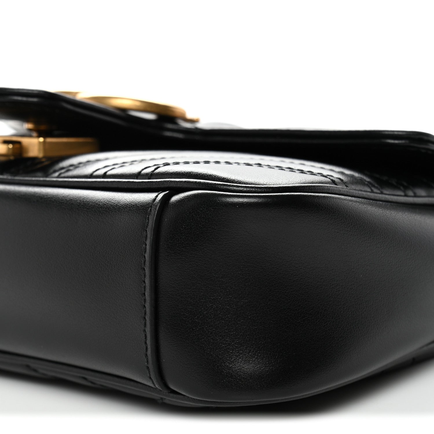 Gucci Calfskin Matelasse Mini GG Marmont Shoulder Bag Black