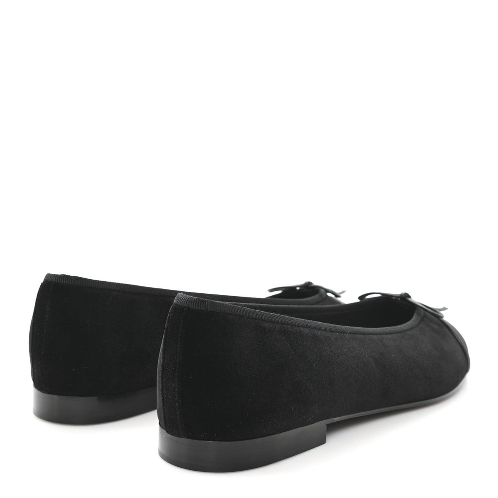 Chanel Suede Cap Toe CC Ballerina Flats 41 Black