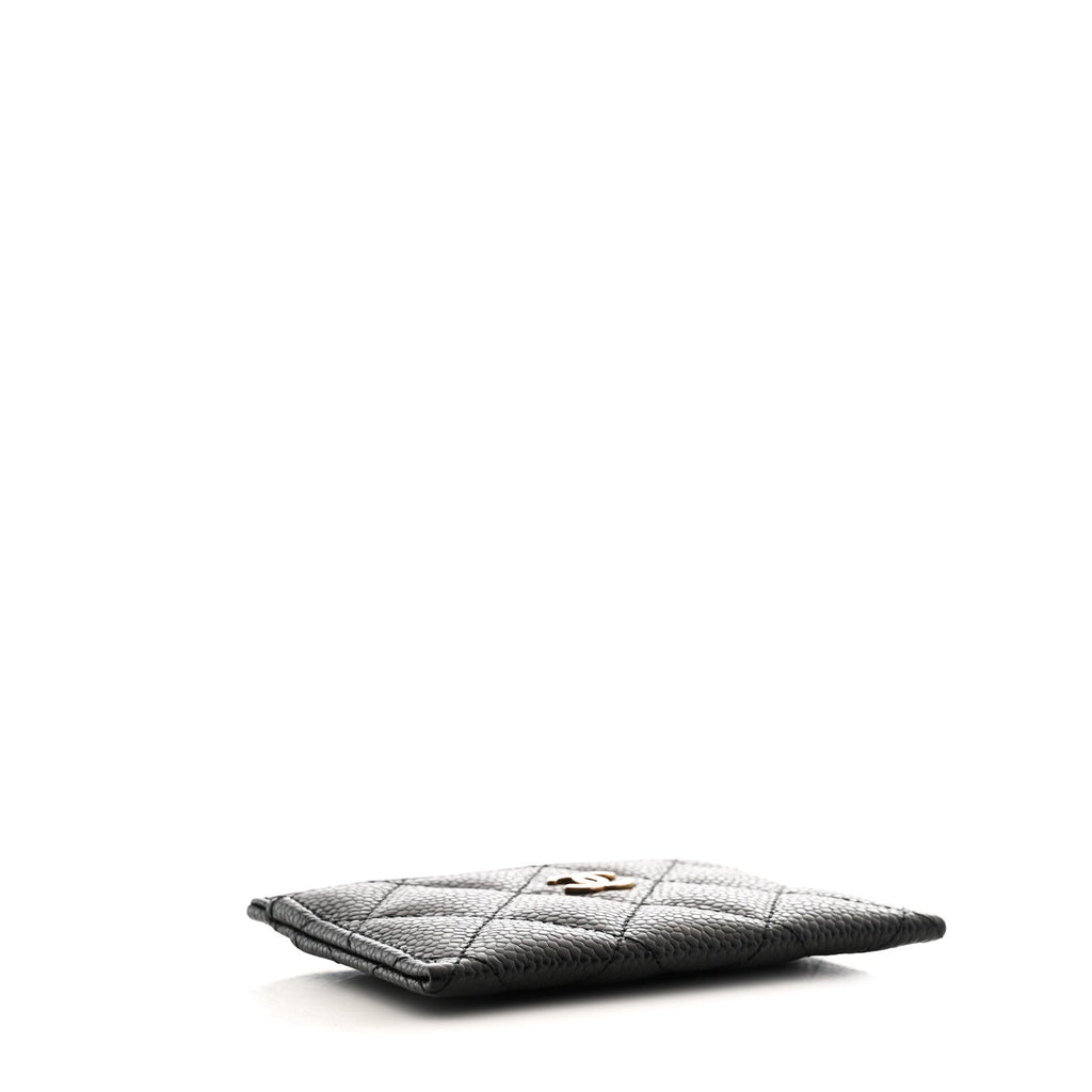 Caviar Quilted Card Holder Black