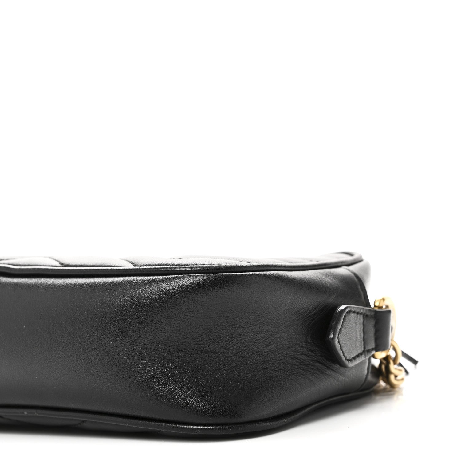Gucci Calfskin Matelasse Mini GG Marmont Chain Shoulder Bag Black