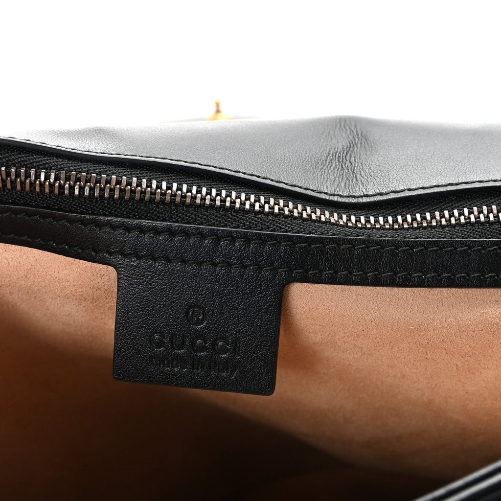 Gucci Calfskin Matelasse Large GG Marmont Shoulder Bag Black
