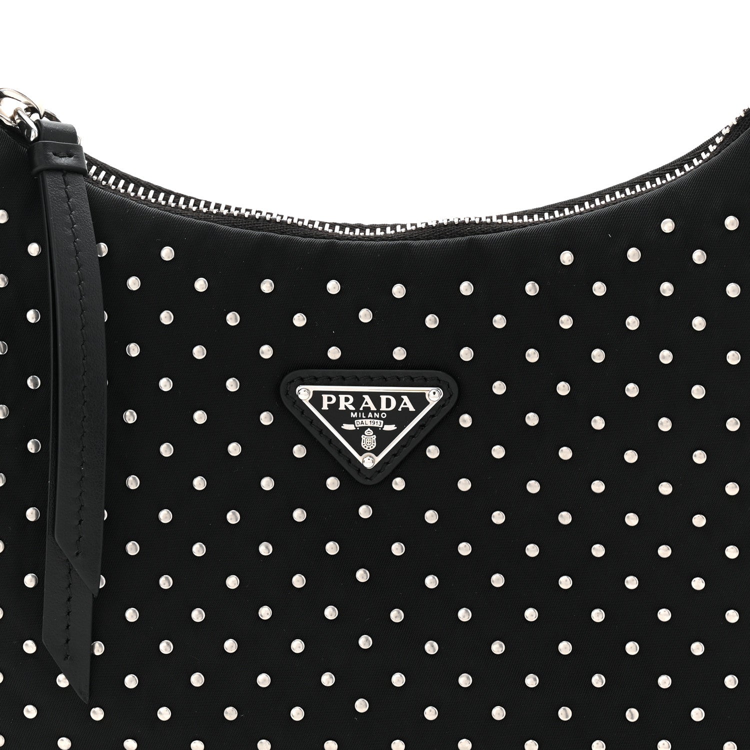 Prada Re-Nylon Vela Studs Mini Re-Edition 2000 Bag Black