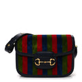 Gucci Velvet Azalea Calfskin Baiadera Stripe Horsebit 1955 Shoulder Bag Multicolor