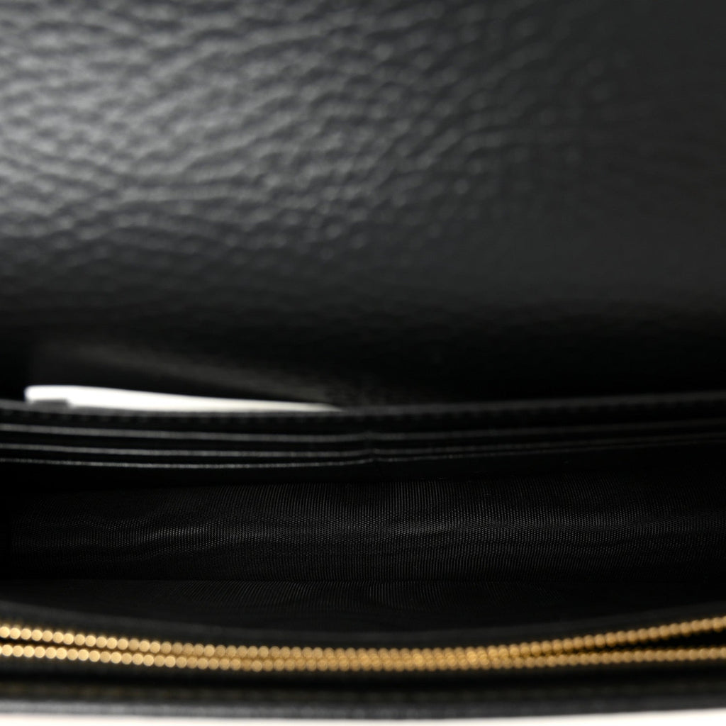 Gucci Calfskin Mini GG Marmont Chain Wallet Black