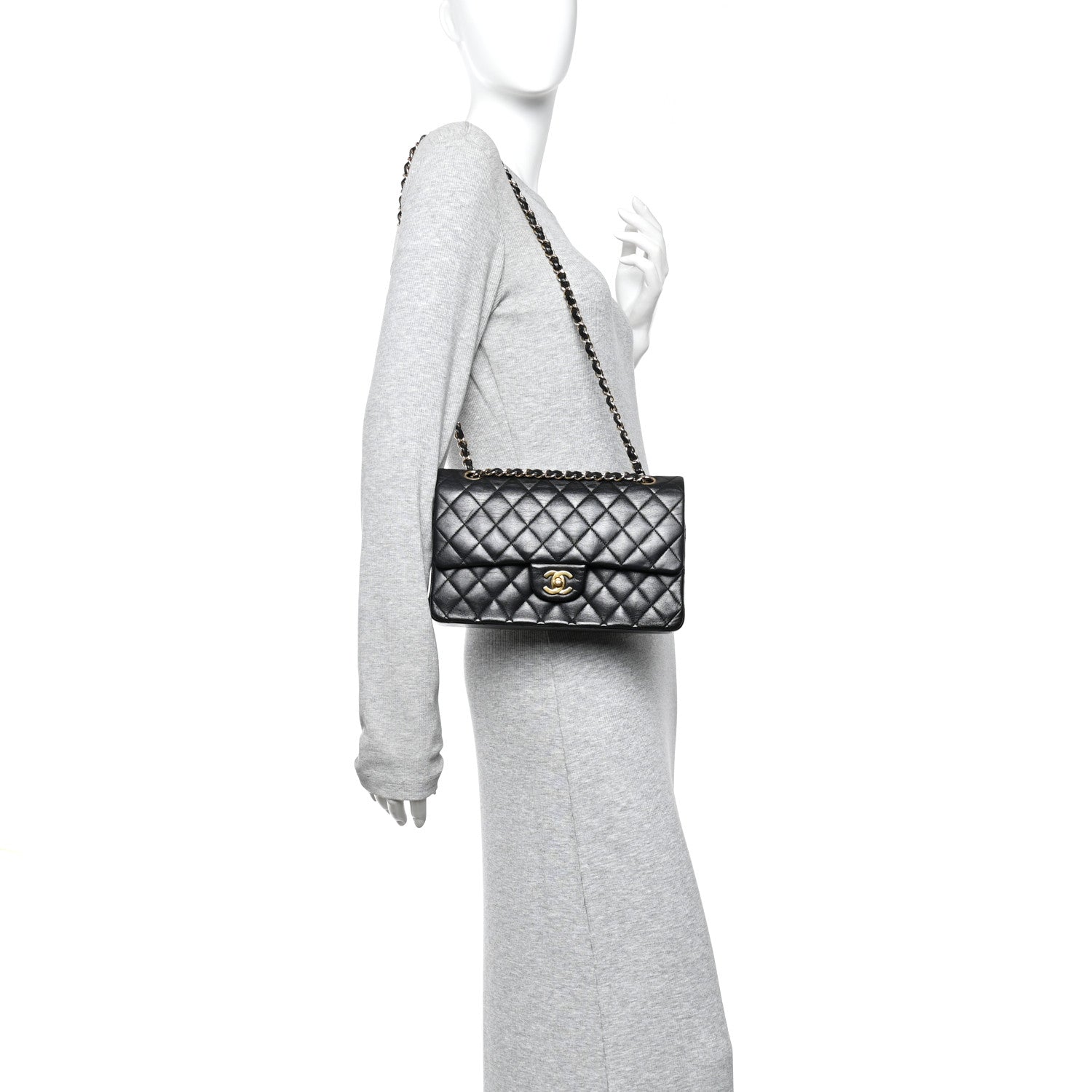 Chanel Lambskin Quilted Medium Double Flap Black