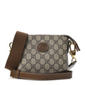 Gucci GG Supreme Monogram Azalea Calfskin Small Retro Interlocking G Wristlet Messenger Bag Beige Ebony Brown Sugar