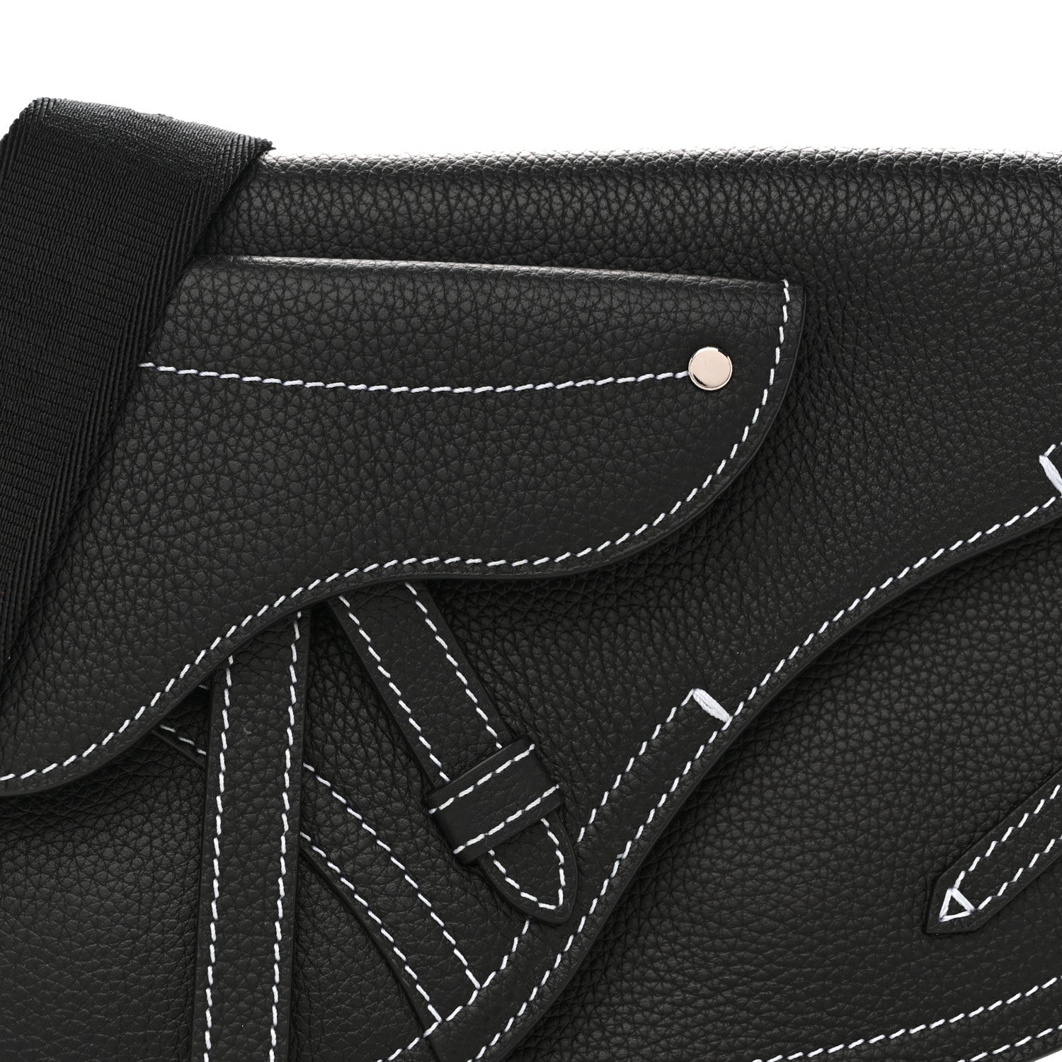 Christian Dior X KAWS Grained Calfskin Saddle Pouch Black