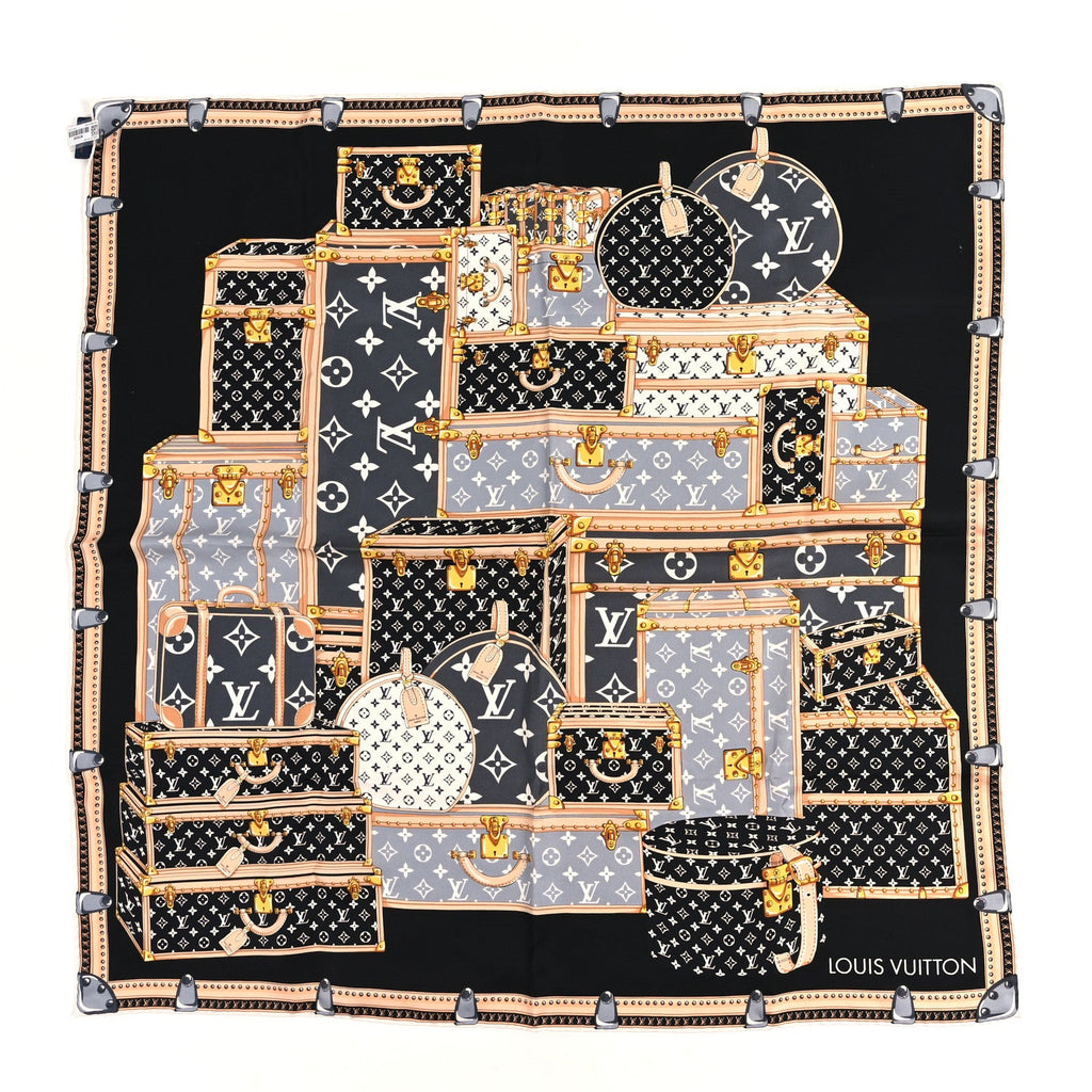 Louis Vuitton Silk Monogram Lets Go Scarf Black