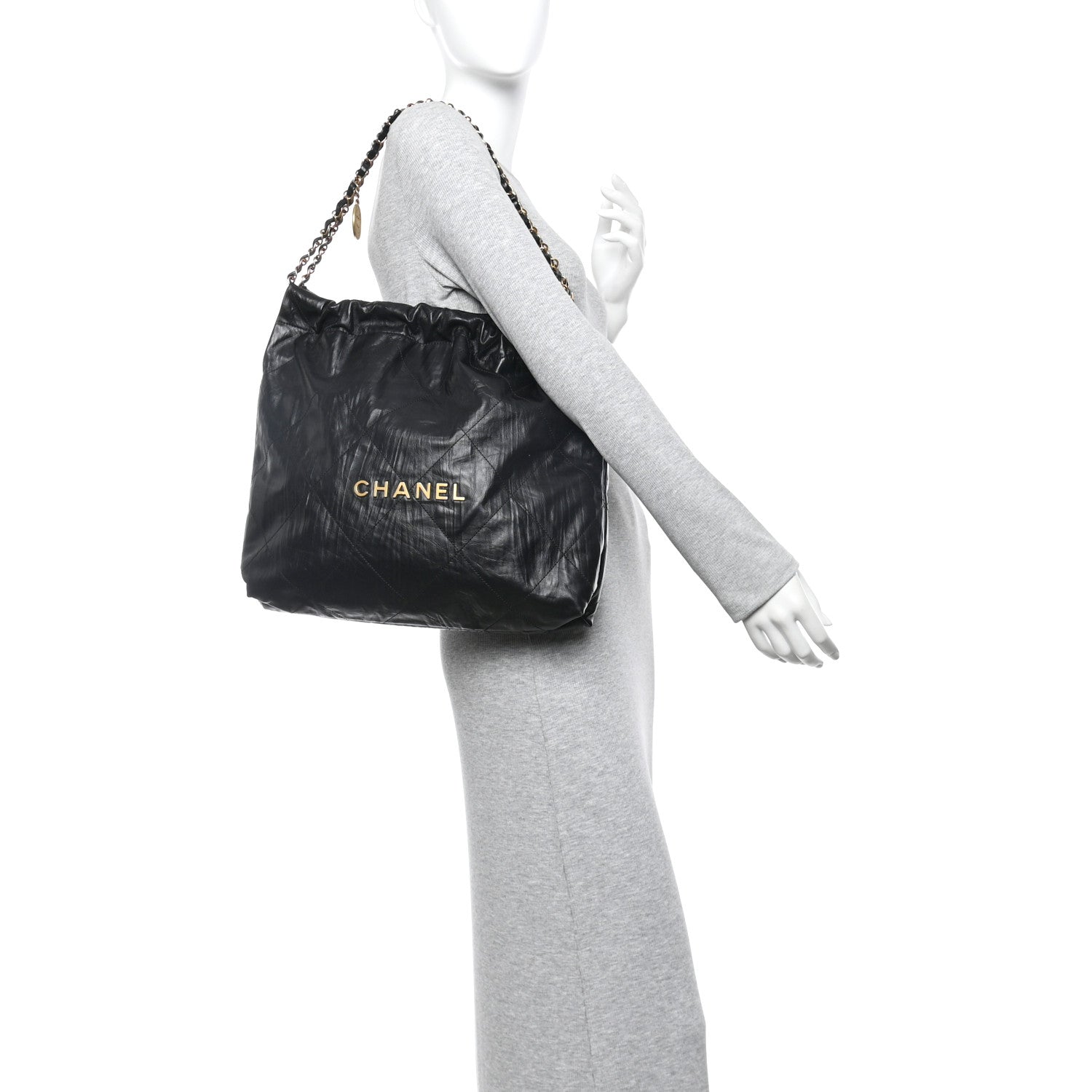 Chanel Crumpled Calfskin Quilted Chanel 22 Black