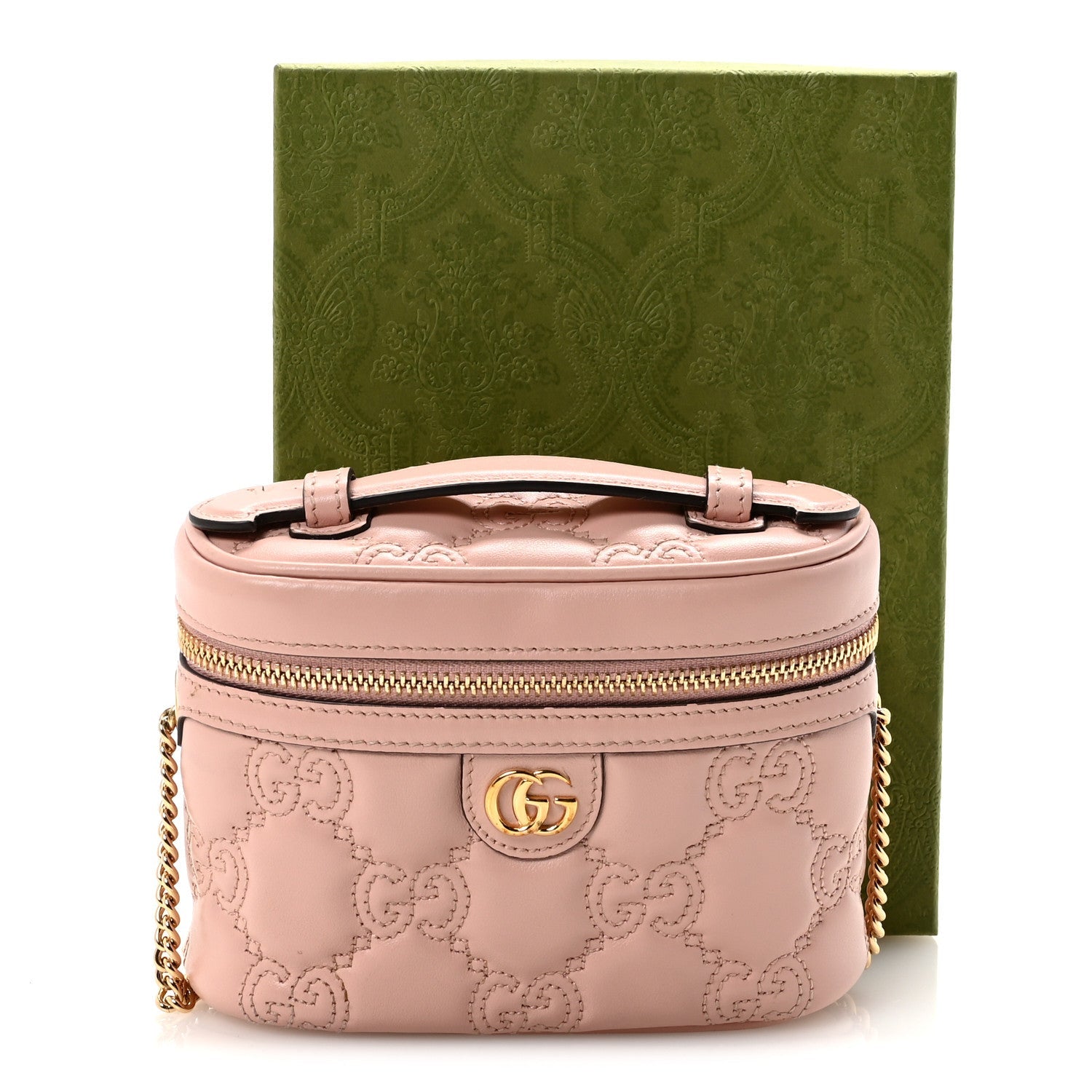 Gucci Calfskin GG Matelasse Mini Top Handle Bag Perfect Pink