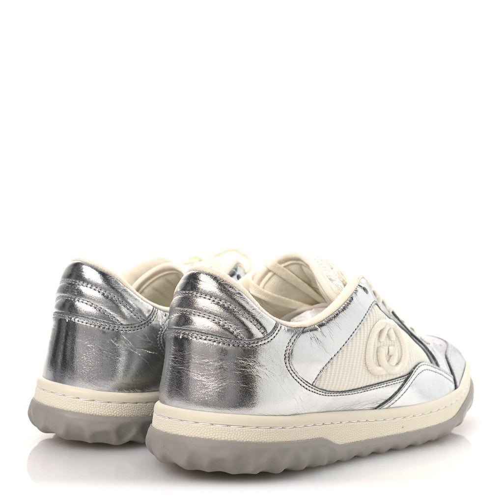 Gucci Ginza Calfskin MAC80 Womens Sneakers 38.5 Silver Off White