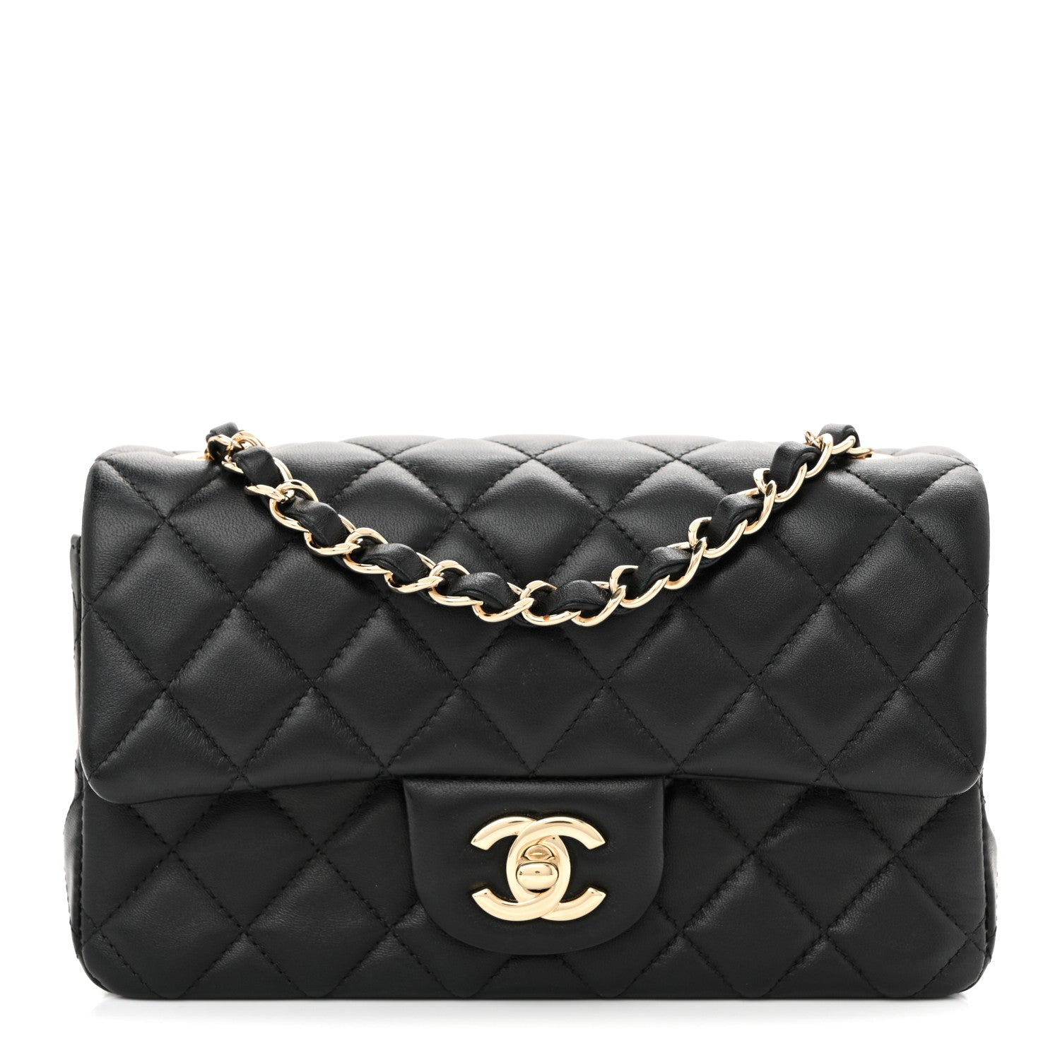 Chanel Lambskin Quilted Mini Rectangular Flap Black