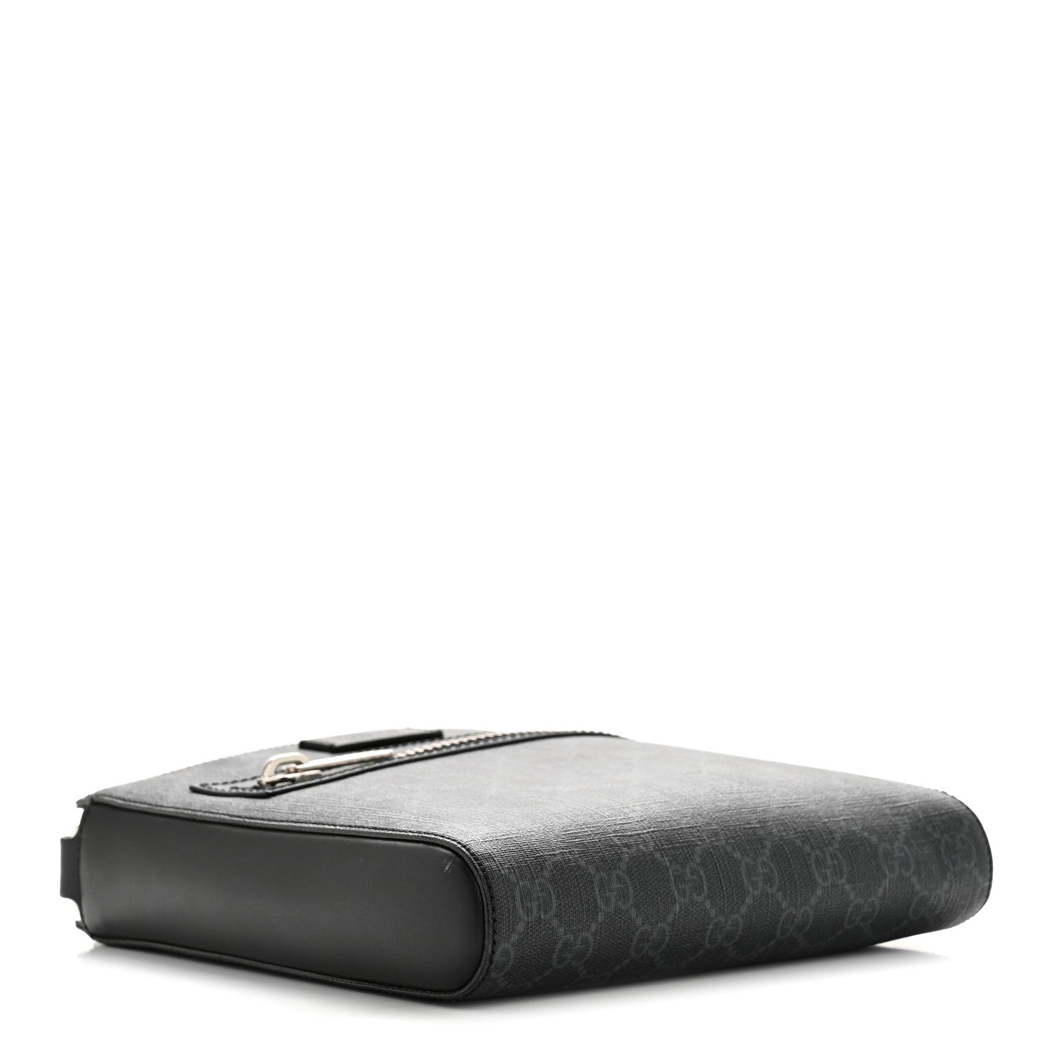 Gucci GG Supreme Monogram Web Small Flat Messenger Bag Black Grey