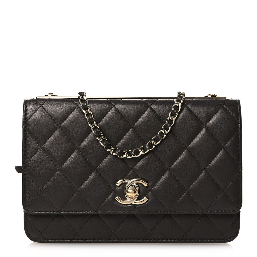 Chanel Lambskin Quilted Trendy CC Wallet On Chain WOC Dark Brown
