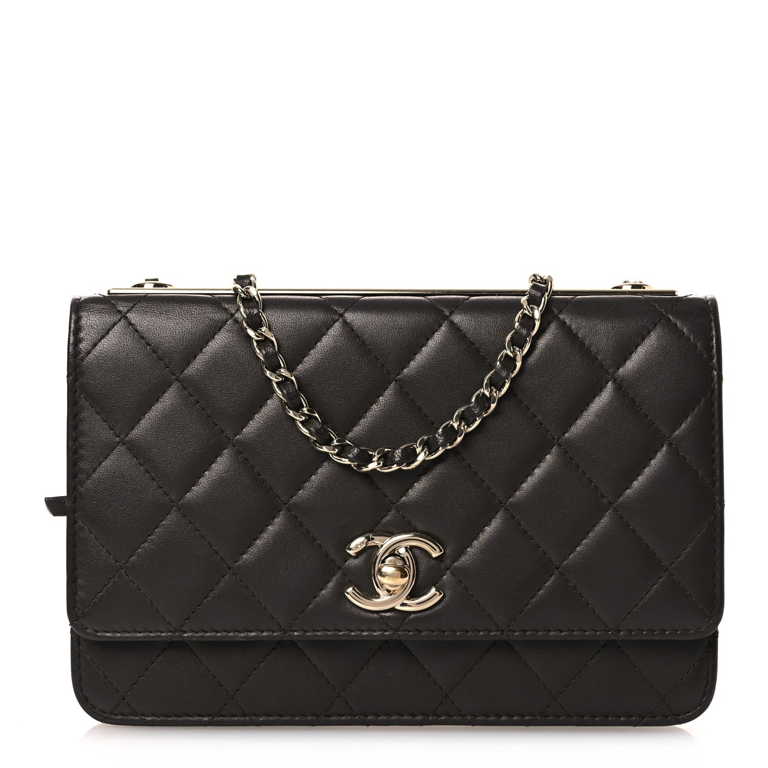 Chanel Lambskin Quilted Trendy CC Wallet On Chain WOC Dark Brown