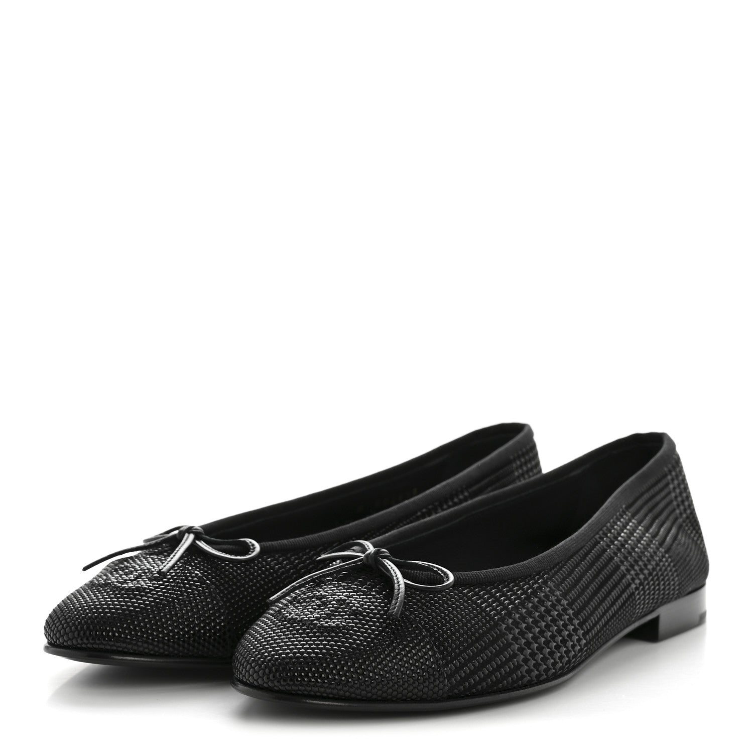 Chanel Suede Kidskin Cap Toe CC Ballerina Flats 39 Black