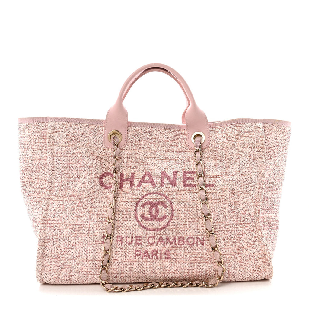 Chanel Lurex Boucle Deauville Medium Tote Pink