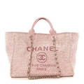 Chanel Lurex Boucle Deauville Medium Tote Pink