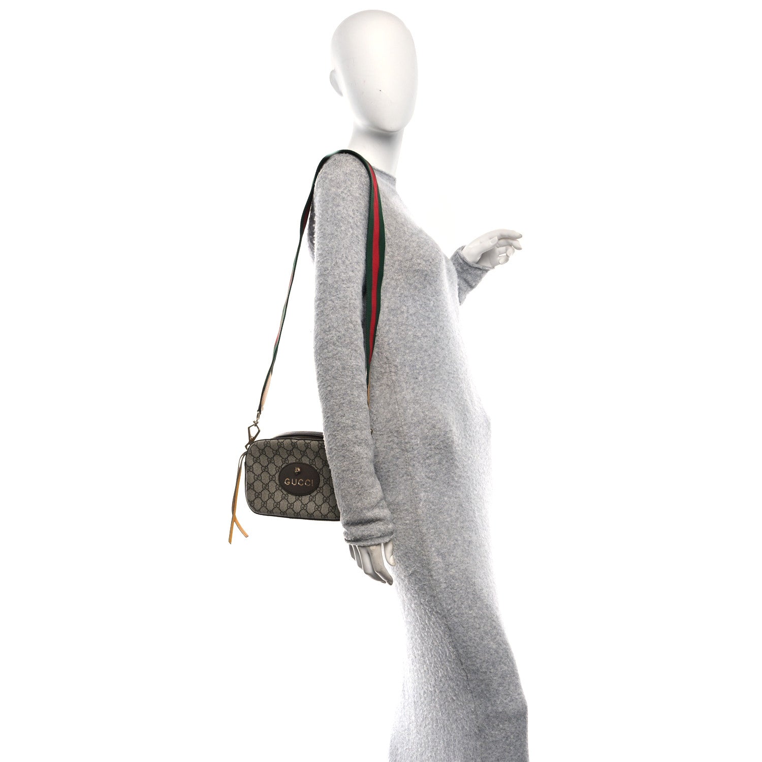 Gucci GG Supreme Monogram Web Neo Vintage Shoulder Bag Beige New Acero Crop