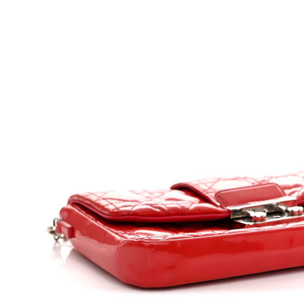 Christian Dior Patent Cannage New Lock Pouch Red