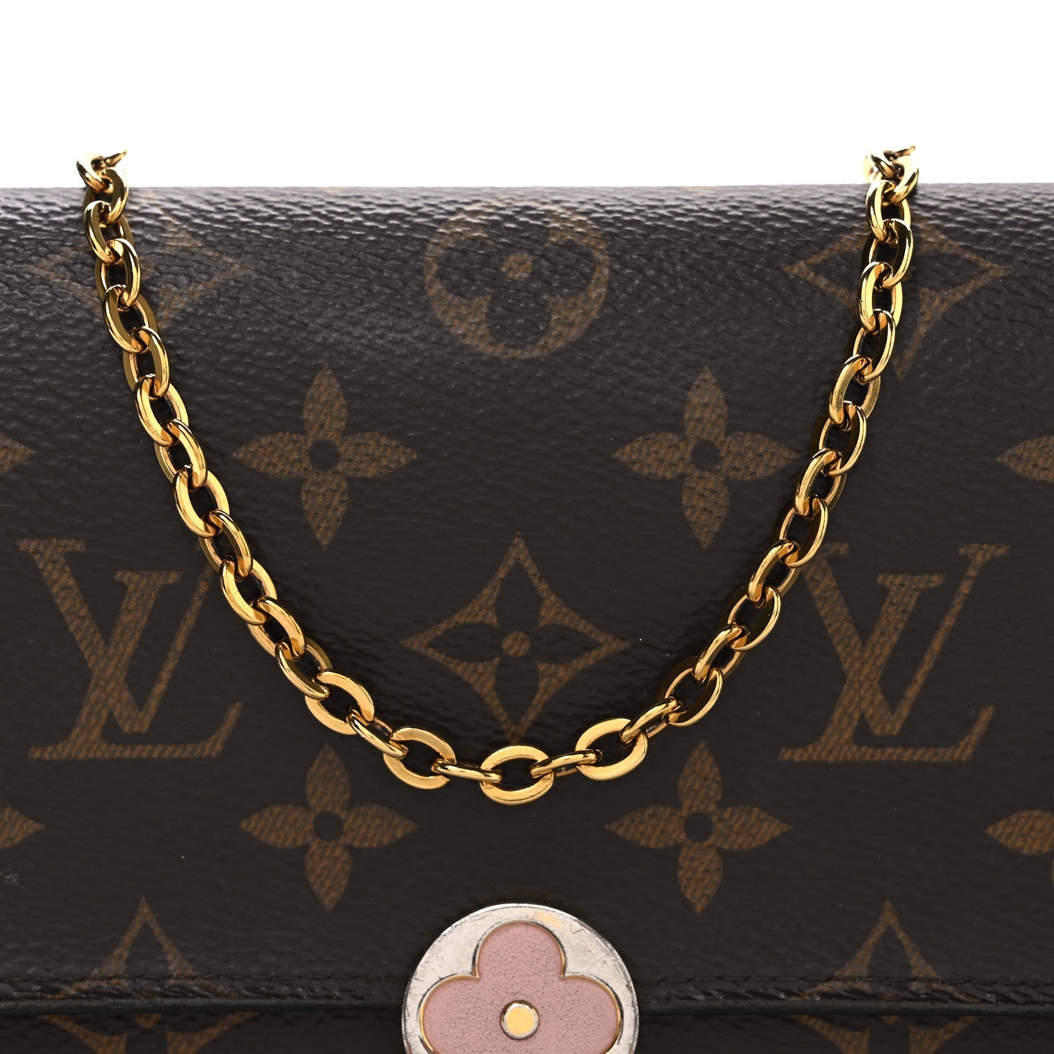 Louis Vuitton Monogram Flore Chain Wallet Rose Ballerine