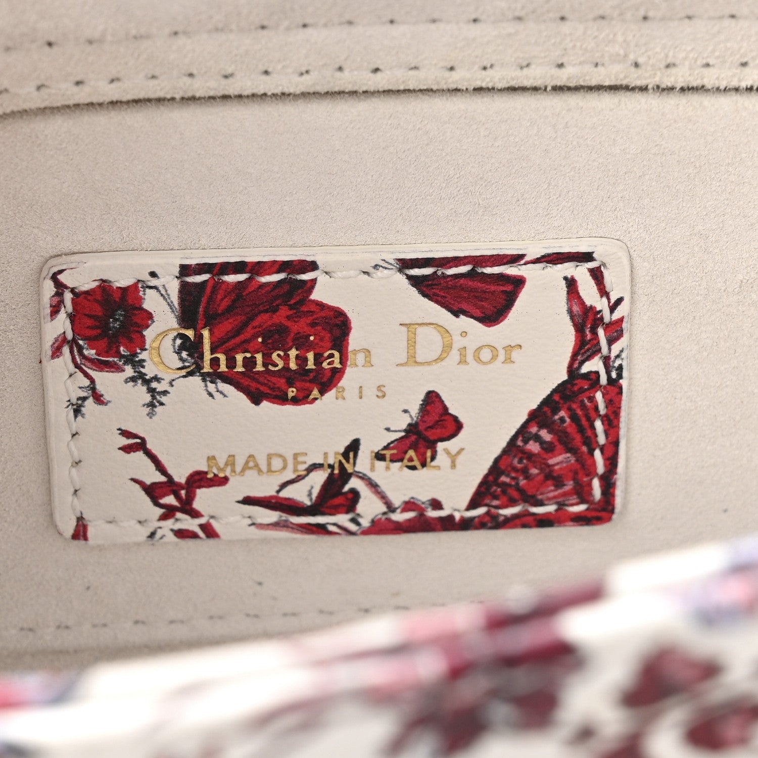 Christian Dior Calfskin Le Coeur Des Papillons Small Lady D-Joy White