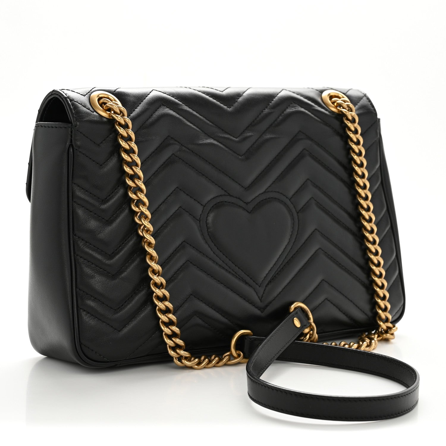Gucci Calfskin Matelasse Medium GG Marmont Shoulder Bag Black