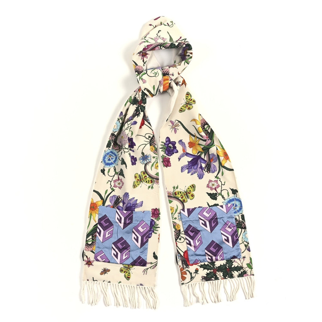 Gucci Cashmere Flora Pocket Scarf Ivory Multicolor