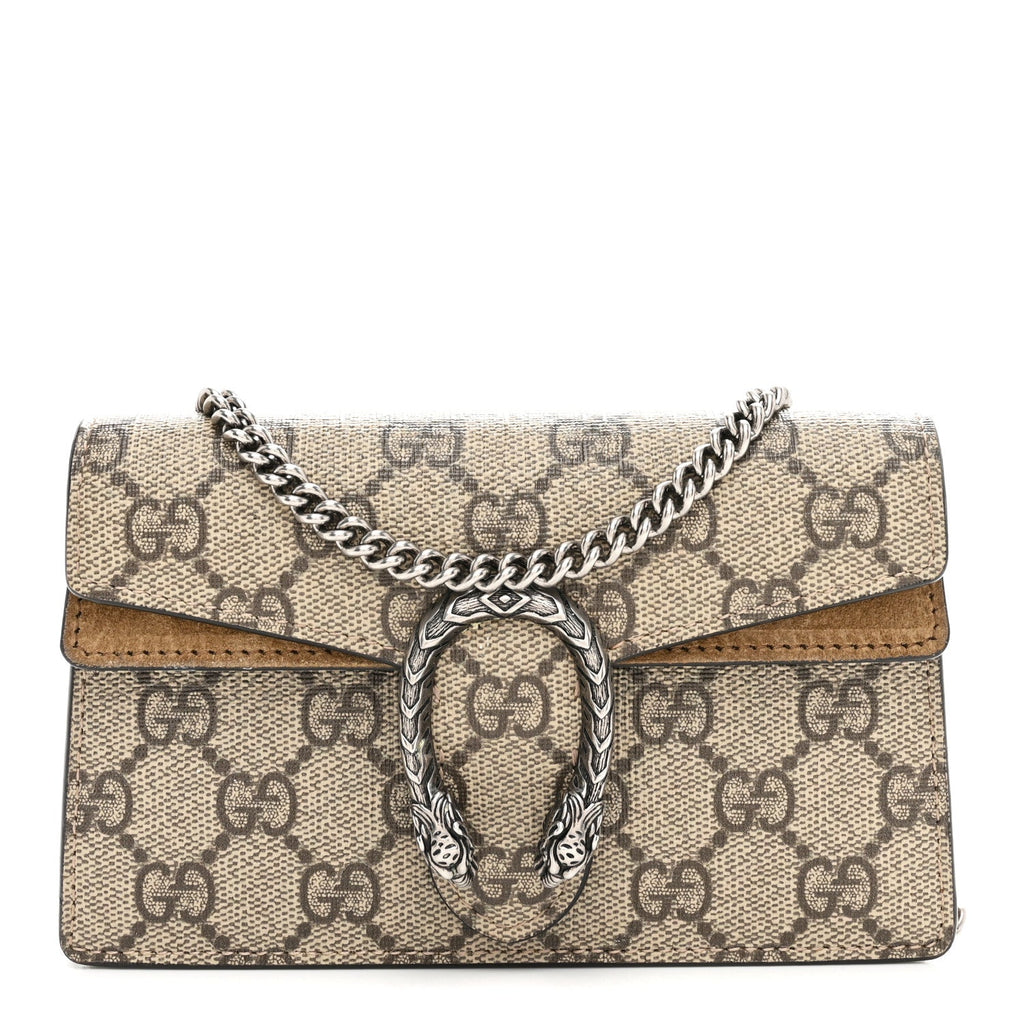 Gucci GG Supreme Monogram Super Mini Dionysus Shoulder Bag Taupe