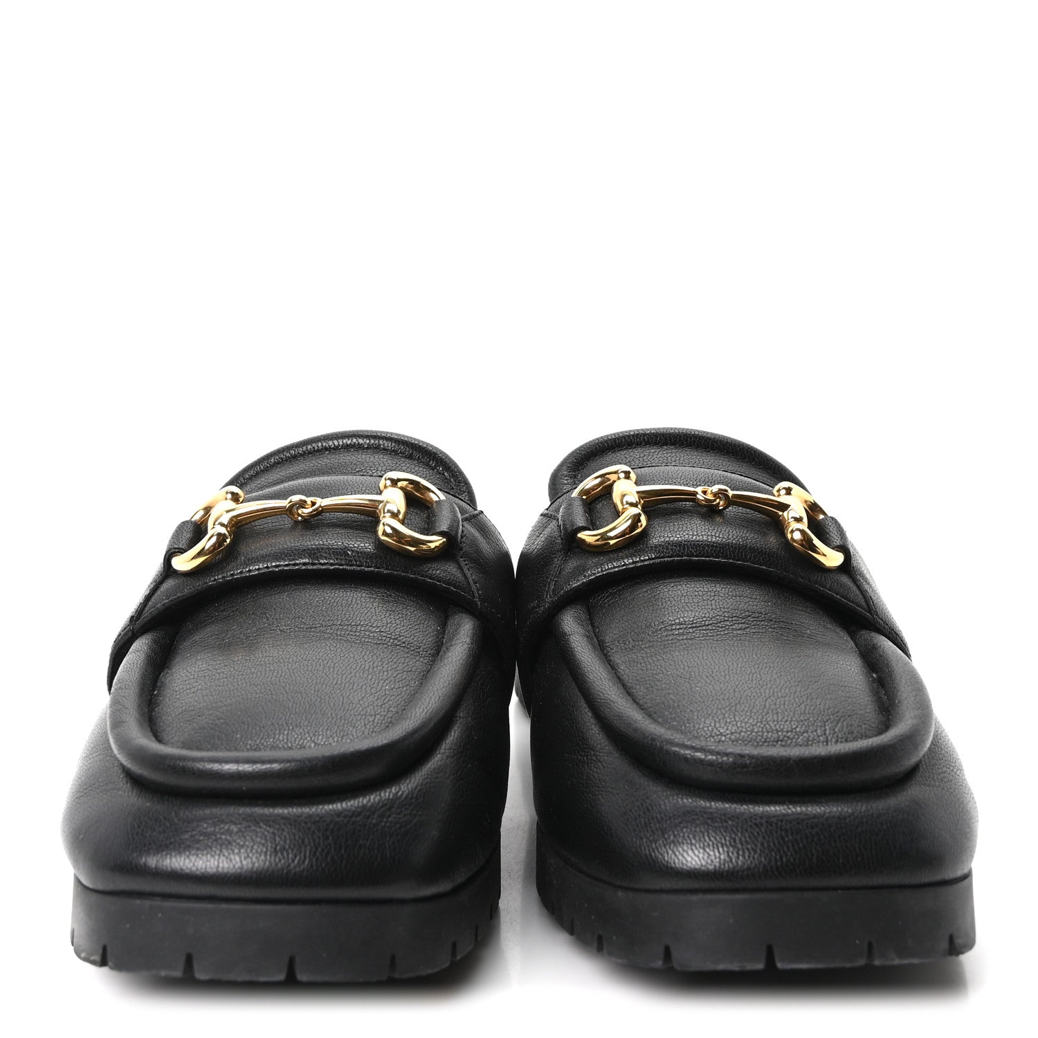 Gucci Goatskin Auroville Horsebit Mules 39.5 Black